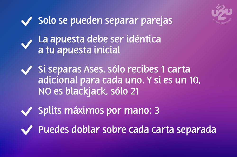 Reglas del Split en Blackjack